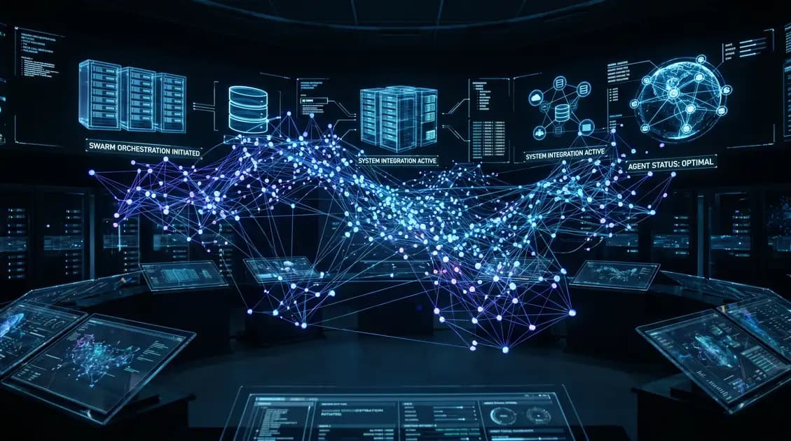 Autonomous agent swarm orchestration across enterprise systems — PrescientIQ Sense Decide Act Learn loop