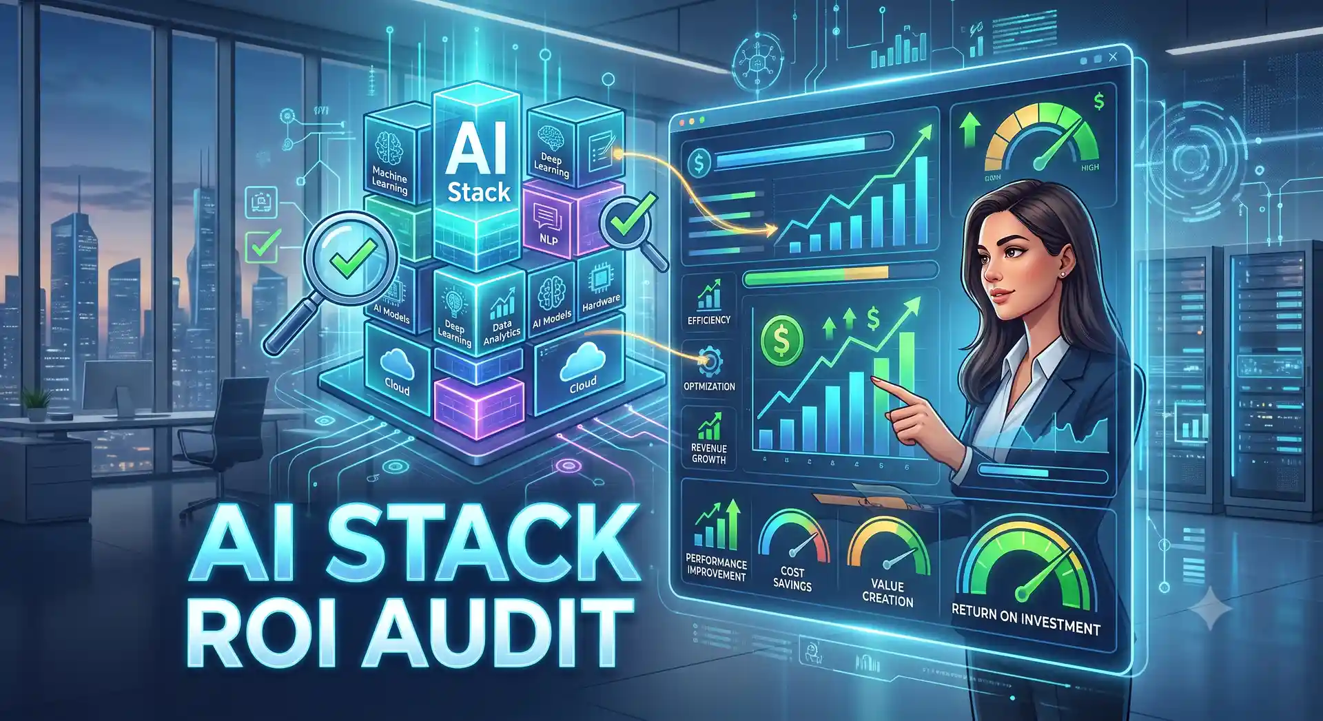 AI stack ROI audit — before-and-after comparison of a bloated AI tool stack consolidated into governed digital labor.