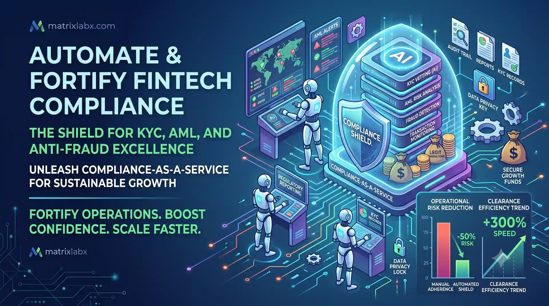 Governed AI compliance agents monitoring FinTech transactions under a human-approval gate and immutable audit ledger.